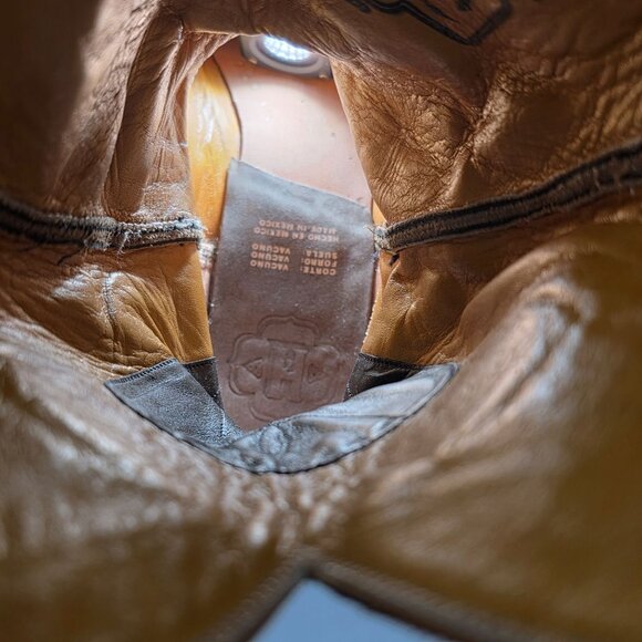 Heritage Boots Taupe Gray Orange Suede Leather Cowboy Western Boots Mens 10 CBC - Picture 14 of 16